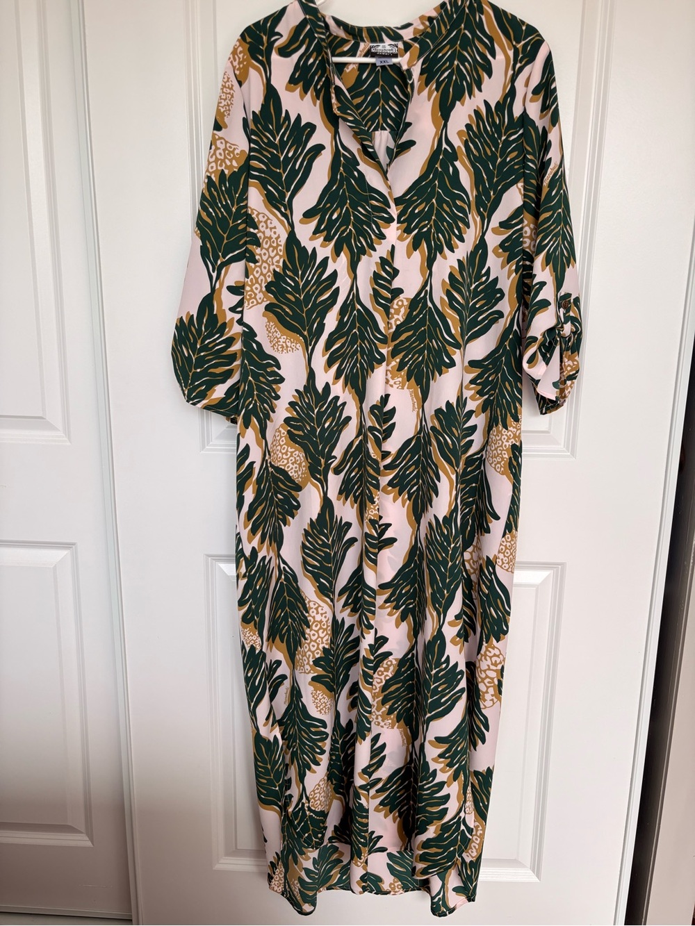 Manuhealiʻi Hawaii Tropical Maxi Dress Pockets Green XXL